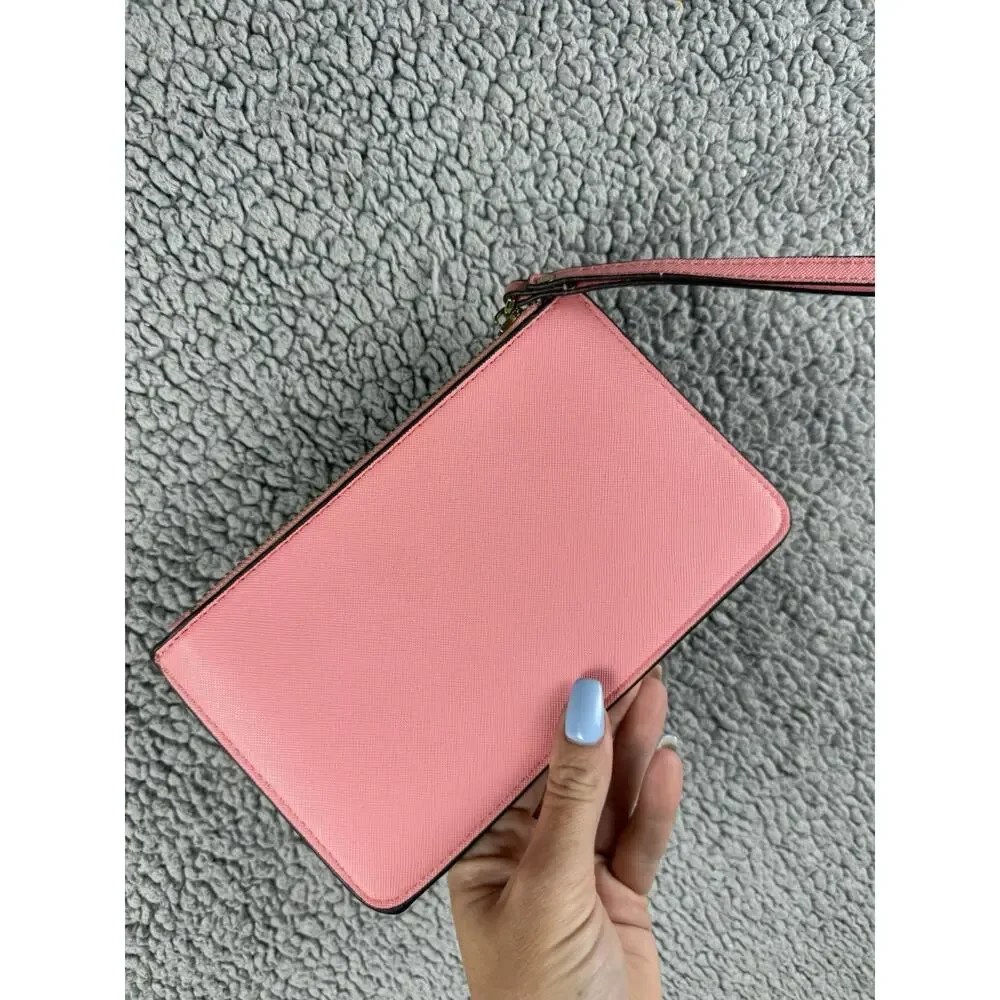 Kate Spade Lucy Pink Leather Medium Zip Wristlet Wallet